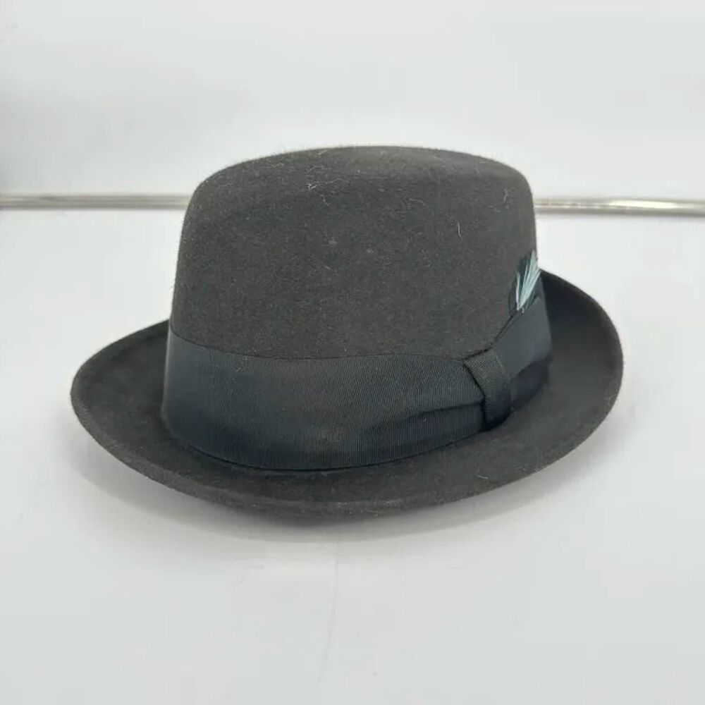 VINTAGE Size 7 Dobbs Fifth Avenue The Palace Fedora Hat Black Felt Wool USA Made